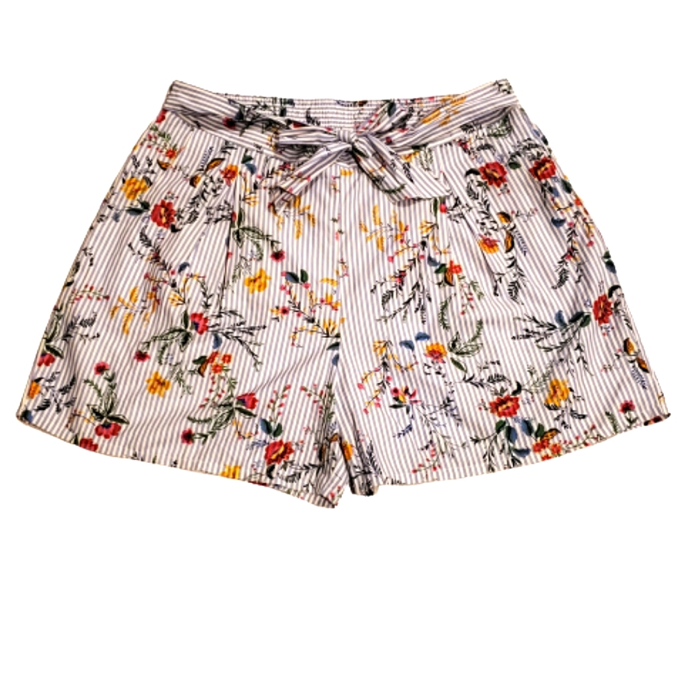 Dorothy Perkins Floral Striped Tie Belt Shorts